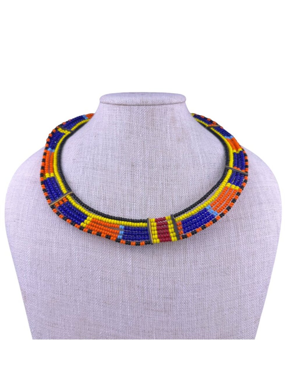 Maasai Unisex Multicolor Beaded Collar Necklace Statement Piece Vintage